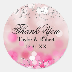 Pink Sparkle Lights Thank You Sticker