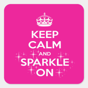 Pink Sparkle On Princess/Queen Square Sticker