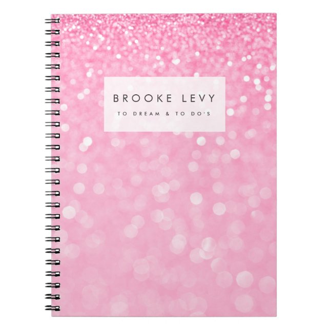 Pink Sparkle Personalized Journal Notebook (Front)
