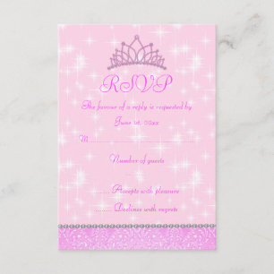 Pink Sparkle Princess RSVP Card