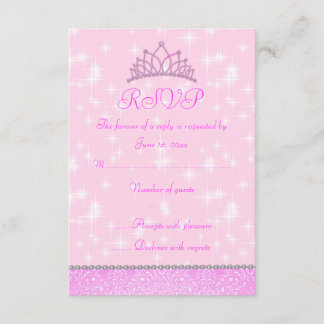Pink Sparkle Princess RSVP Card