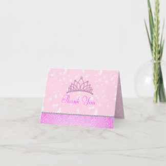 Pink Sparkle Princess Thank You Card