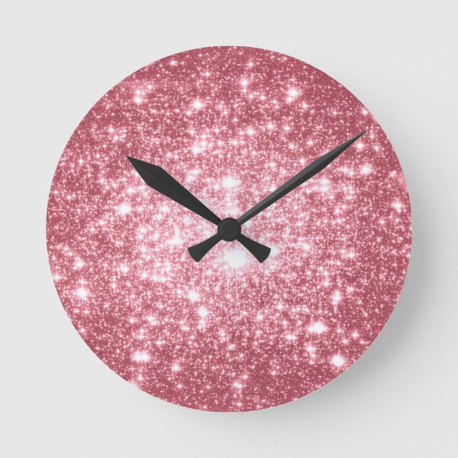 Pink Sparkle Round Clock (Front)