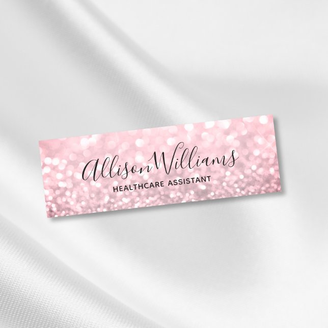 Pink Sparkle Script Modern Business Name Tag (Creator Uploaded)