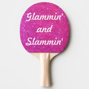 Pink Sparkle Sparkly Glitter Glam Glittery Sports Ping Pong Paddle