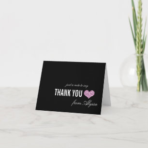 Pink Sparkle Sweet 16 Thank You Card