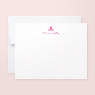 Pink Sparkle Tutu Girls Personalized Stationery Card