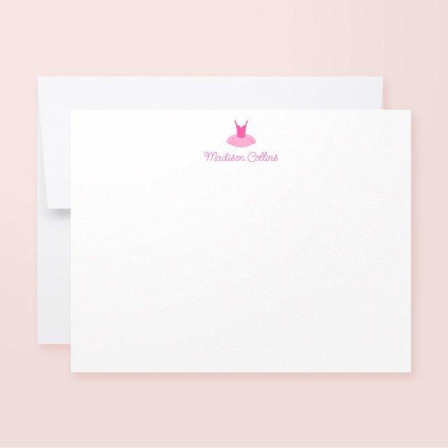 Pink Sparkle Tutu Girls Personalized Stationery Card (Creator Uploaded)