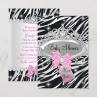 Pink Sparkle Zebra Princess Tiara Baby Shower
