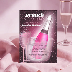 Pink Sparkles Brunch and Bubbly Bridal Shower Invitation