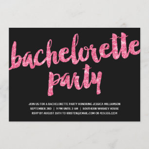 Pink Sparkles   Glitter Look Bachelorette Party Invitation