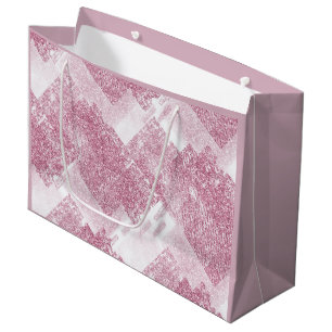 Pink sparkles on white. large gift bag