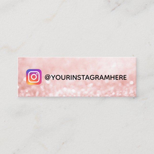 Pink Sparkles Social Media Instagram Mini Business Card (Front)