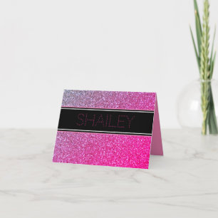 Pink Sparkles Thank You Note Card