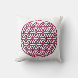 Pink Sparkling Flower of Life image Throw Pillow