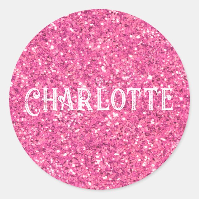 Pink sparkling glitter pattern    classic round sticker (Front)