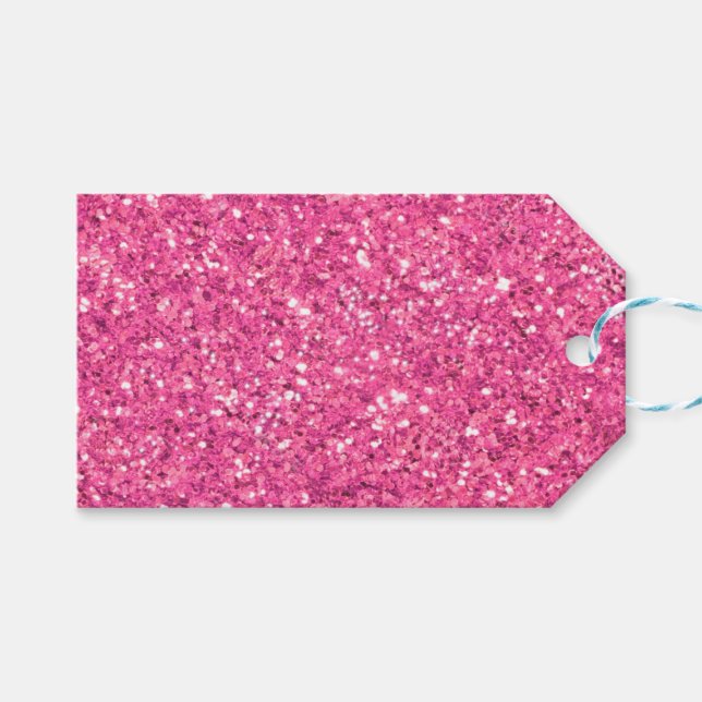 Pink sparkling glitter pattern           gift tags (Front (Horizontal))