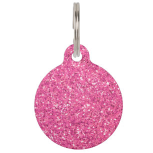 Pink sparkling glitter pattern     pet ID tag