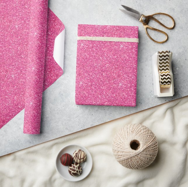 Pink sparkling glitter pattern           wrapping paper (Crafts)