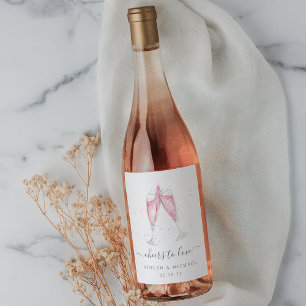 Pink Sparkling Wine "Cheers to Love" Personalized Label