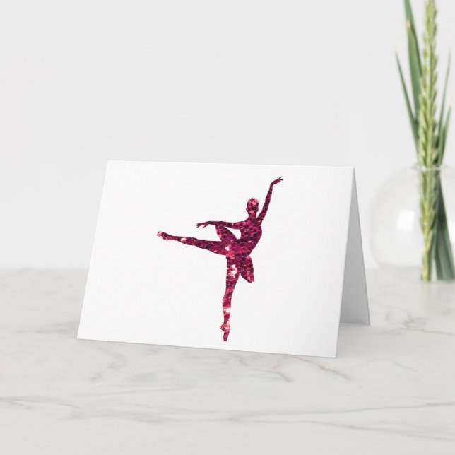Pink Sparkly Ballerina Birthday Card (Front)