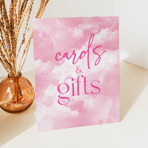 Pink Sparkly Clouds Cards & Gifts Pedestal Sign