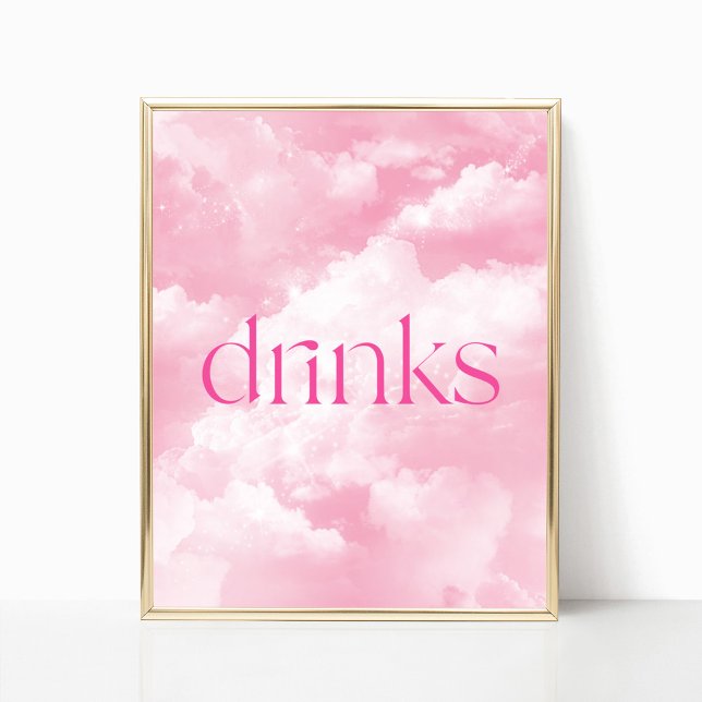 Pink Sparkly Clouds Drinks Table Sign (Creator Uploaded)