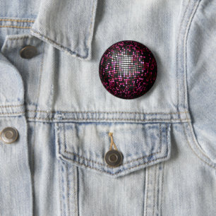 Pink Sparkly Disco Ball 2 Inch Round Button