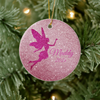 Pink Sparkly Fairy Ornament Personalized Gift