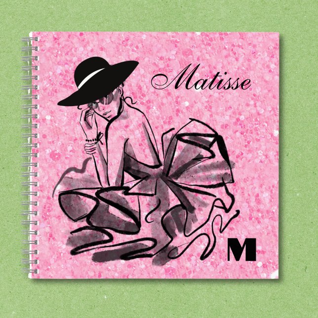 Pink Sparkly Fashion Coquette Notebook (Optional sizes and interior notebook styles available.)
