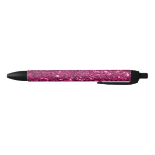 Pink Sparkly Glitter Black Ink Pen
