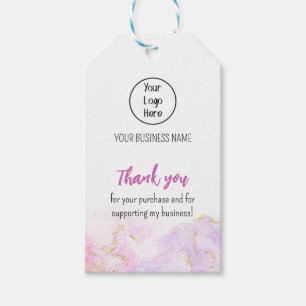 Pink sparkly gradient business card rate thank you gift tags
