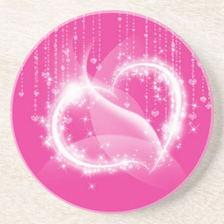 Pink Sparkly Hearts Coaster