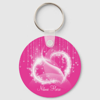 Pink Sparkly Hearts Keychain