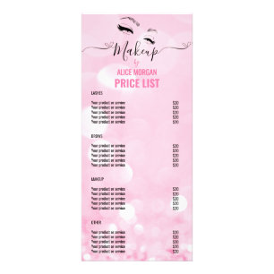 Pink Sparkly Makeup Artist Glamour Bokeh Prices Rack Card
