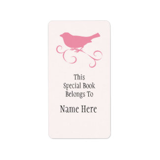 Pink Sparrow Bookplate Label
