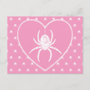 Pink Spider Heart Postcard