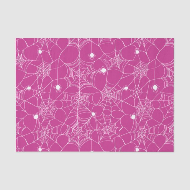 Pink Spider Web Halloween Tissue Paper (Front)