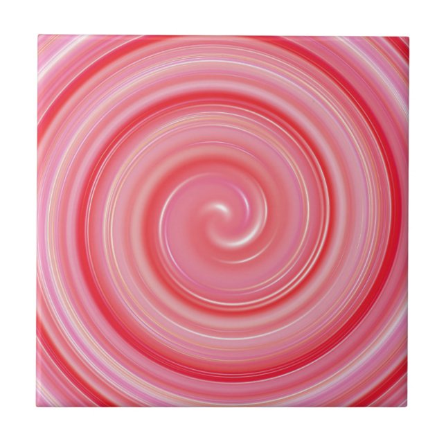 Pink Spiral Abstract Pattern Tile (Front)