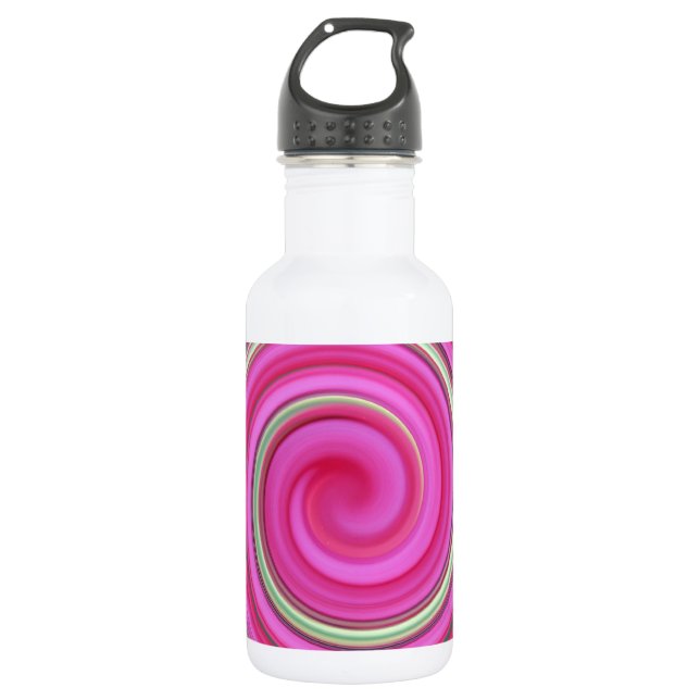 Pink spiral pattern 532 ml water bottle (Front)