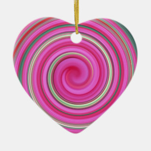 Pink spiral pattern ceramic ornament