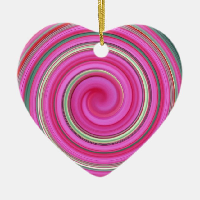 Pink spiral pattern ceramic ornament (Front)