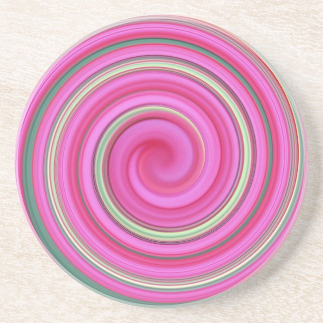 Pink spiral pattern coaster (Front)
