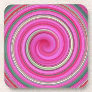 Pink spiral pattern coaster