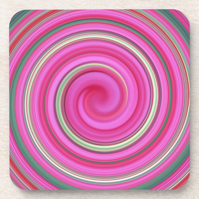 Pink spiral pattern coaster (Front)