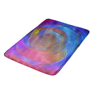 Pink spiral rainbow with relief and messy stripes bath mat