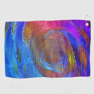 Pink spiral rainbow with relief and messy stripes  golf towel