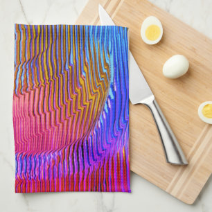 Pink spiral rainbow with relief and messy stripes  kitchen towel