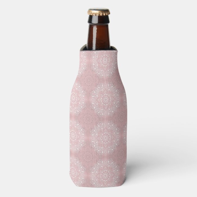Pink spiritual Indian mandala pattern Bottle Cooler (Bottle Front)