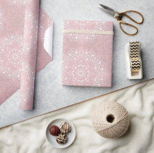 Pink spiritual Indian mandala pattern Wrapping Paper